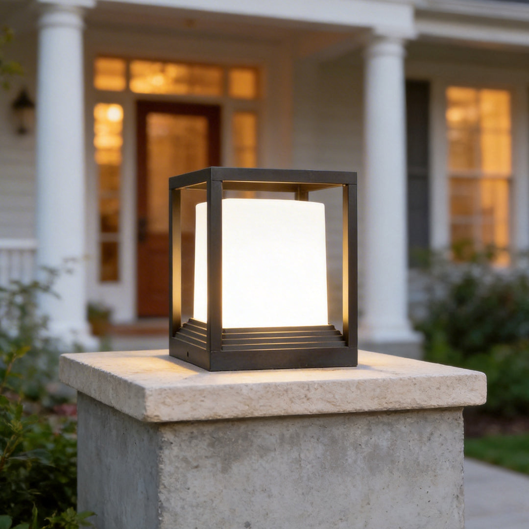 Square Solar Garden Pedestal Light