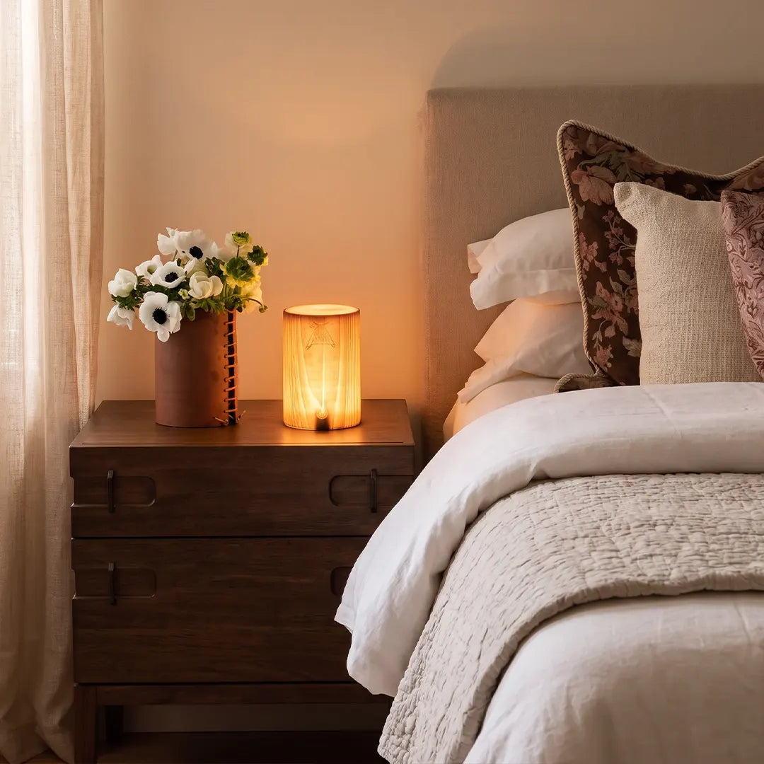 Solid Wood Cube LED Accent Lamp