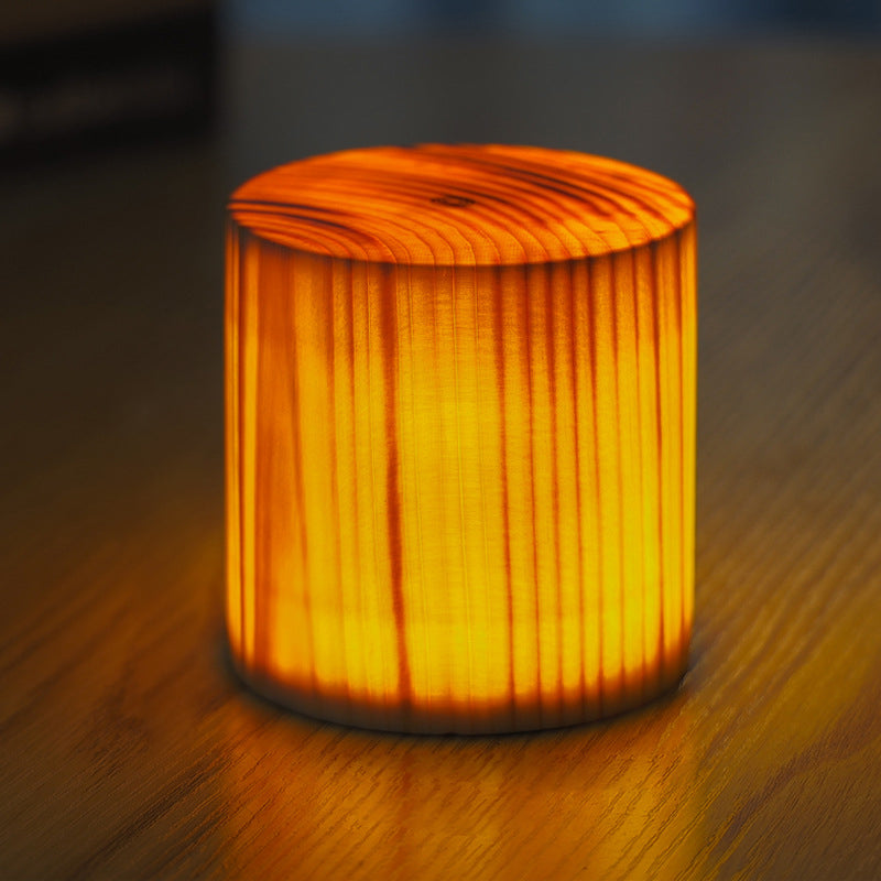 Solid Wood Cube LED Accent Lamp