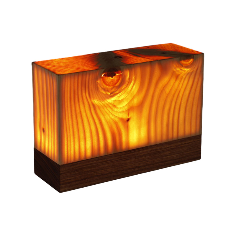 Solid Wood Cube LED Accent Lamp