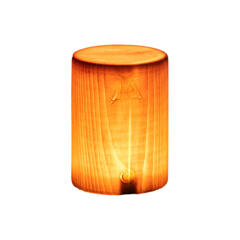 Solid Wood Cube LED Accent Lamp