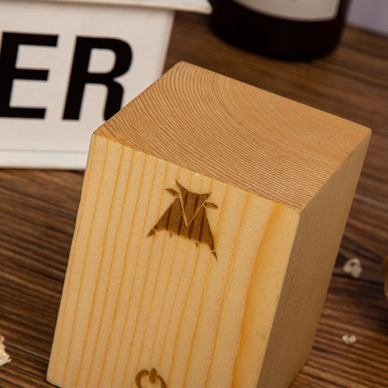 Solid Wood Cube LED Accent Lamp