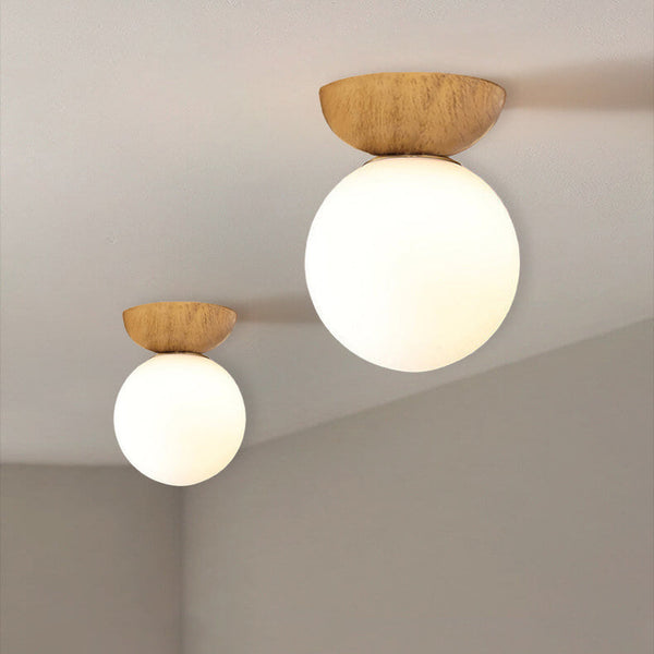 Glass Orb Semi-Flush Pendant Light