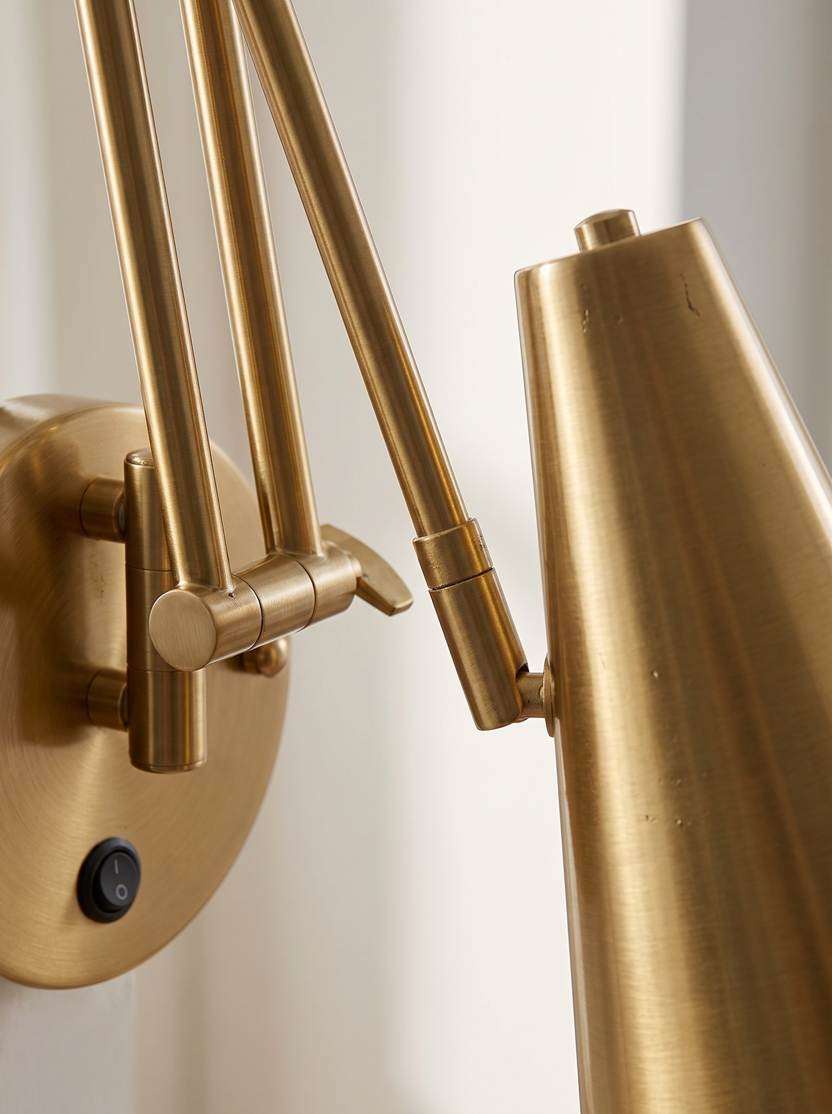 p2 iwt1 swing arm wall light close up material detail